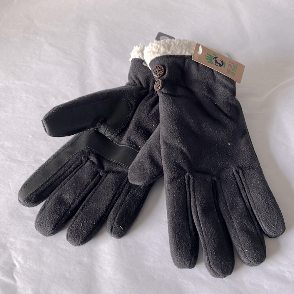 Isotoner gloves black with cream‎ inside women’s size s/m smart dri touchscreens